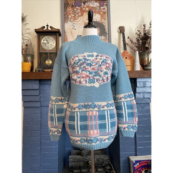 Vintage Calliope Women’s Cottagecore 100% WOOL Knit Sweater Floral - Picture 1 of 15